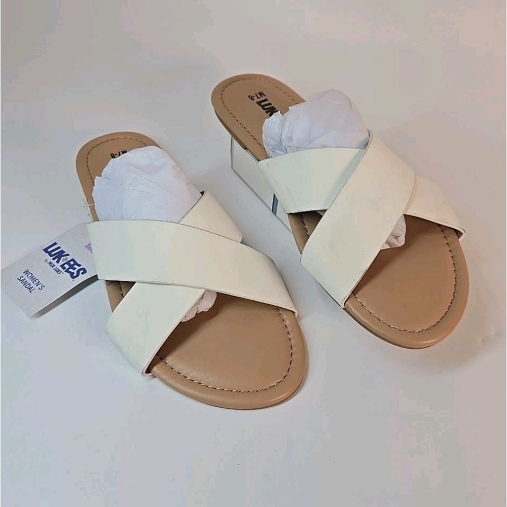 LUKEES BY MUK‎ LUKS WOMEN'S FLIP FLOPS SLIDES SANDALS WHITE SIZE MEDIUM 7-8